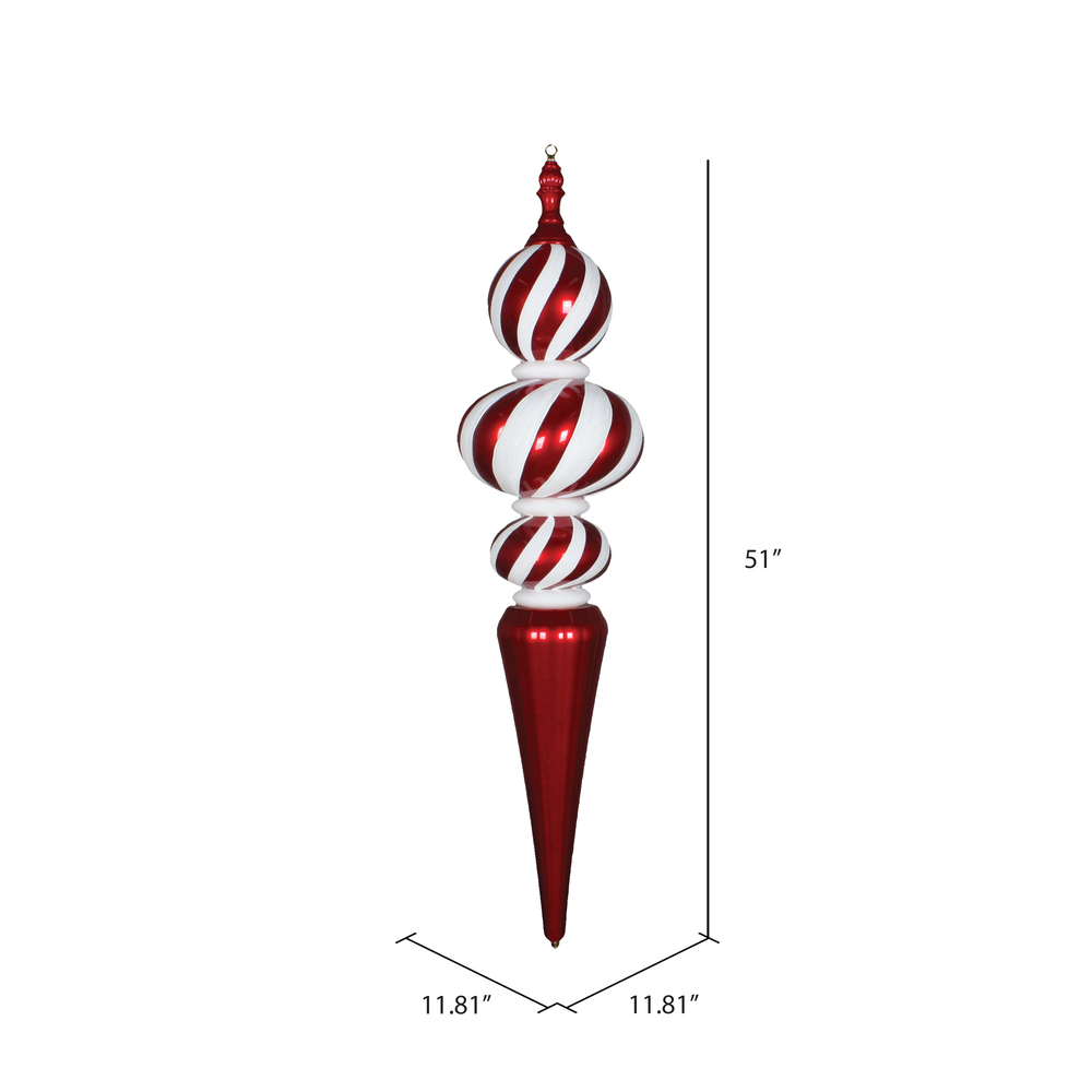 Vickerman Red and White Candy Finial Ornament