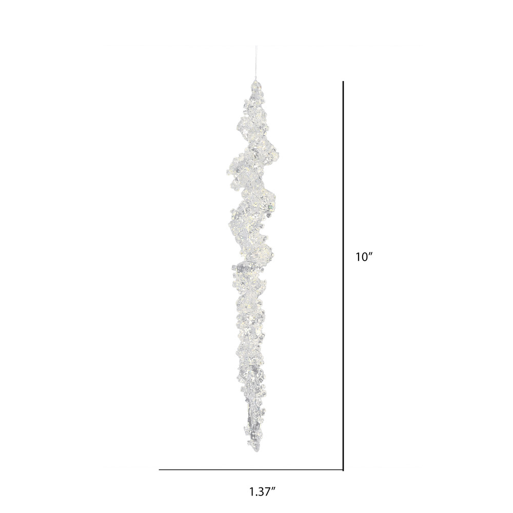 10" Clear Icicle w/ Silver Glitter 6/Bag