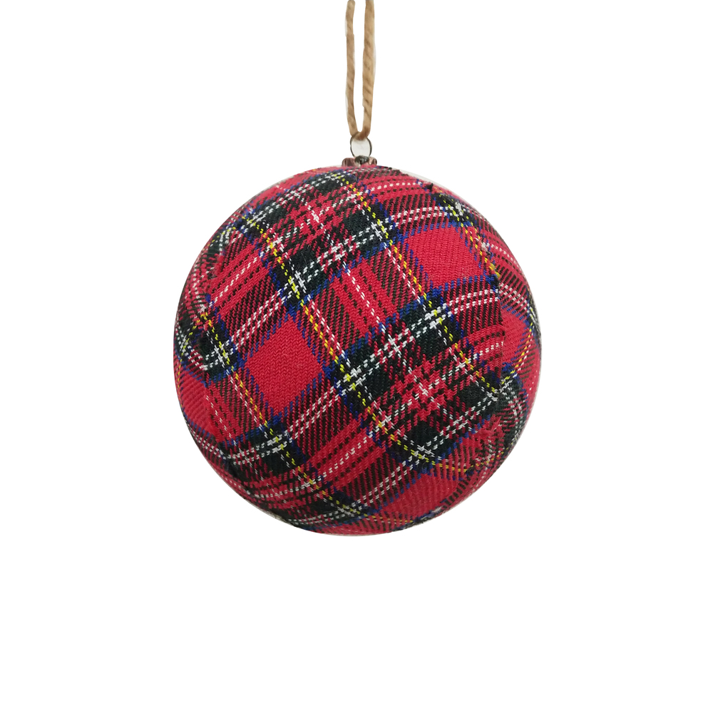 Vickerman Plaid Cloth Assorted Christmas Ornaments, 4/bag