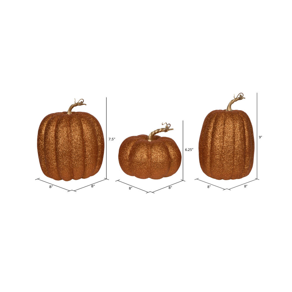 Vickerman 8" Glitter Pumpkins Assorted Set