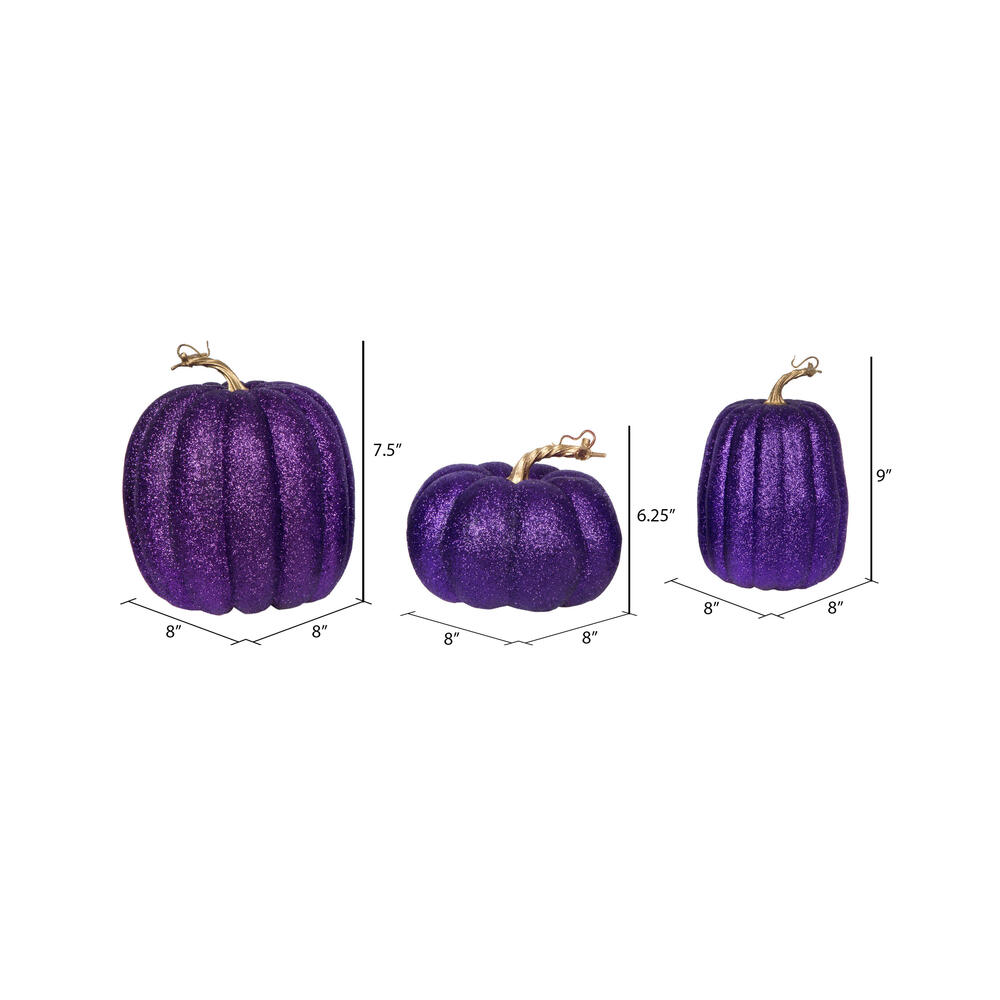 Vickerman 8" Glitter Pumpkins Assorted Set