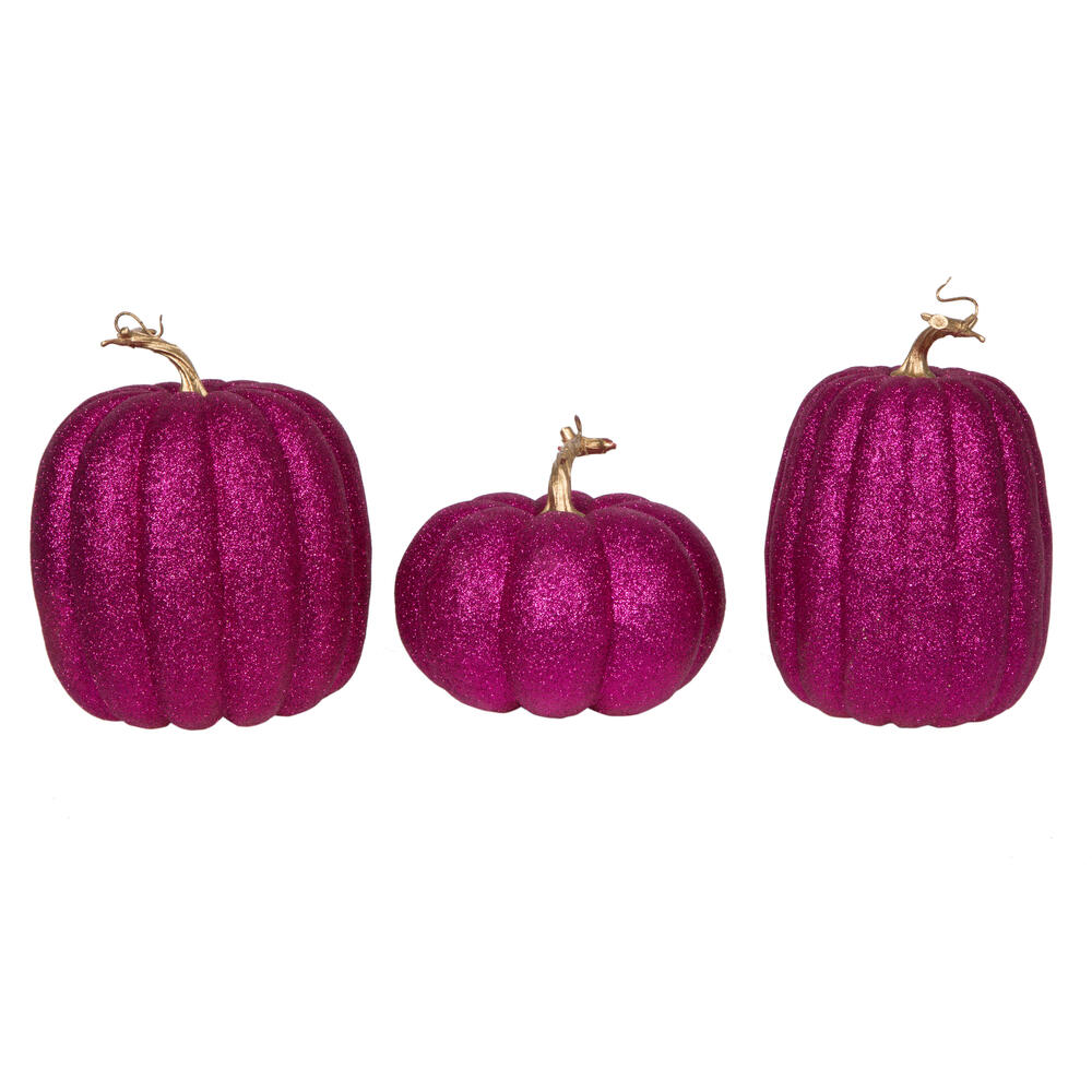 Vickerman 8" Glitter Pumpkins Assorted Set