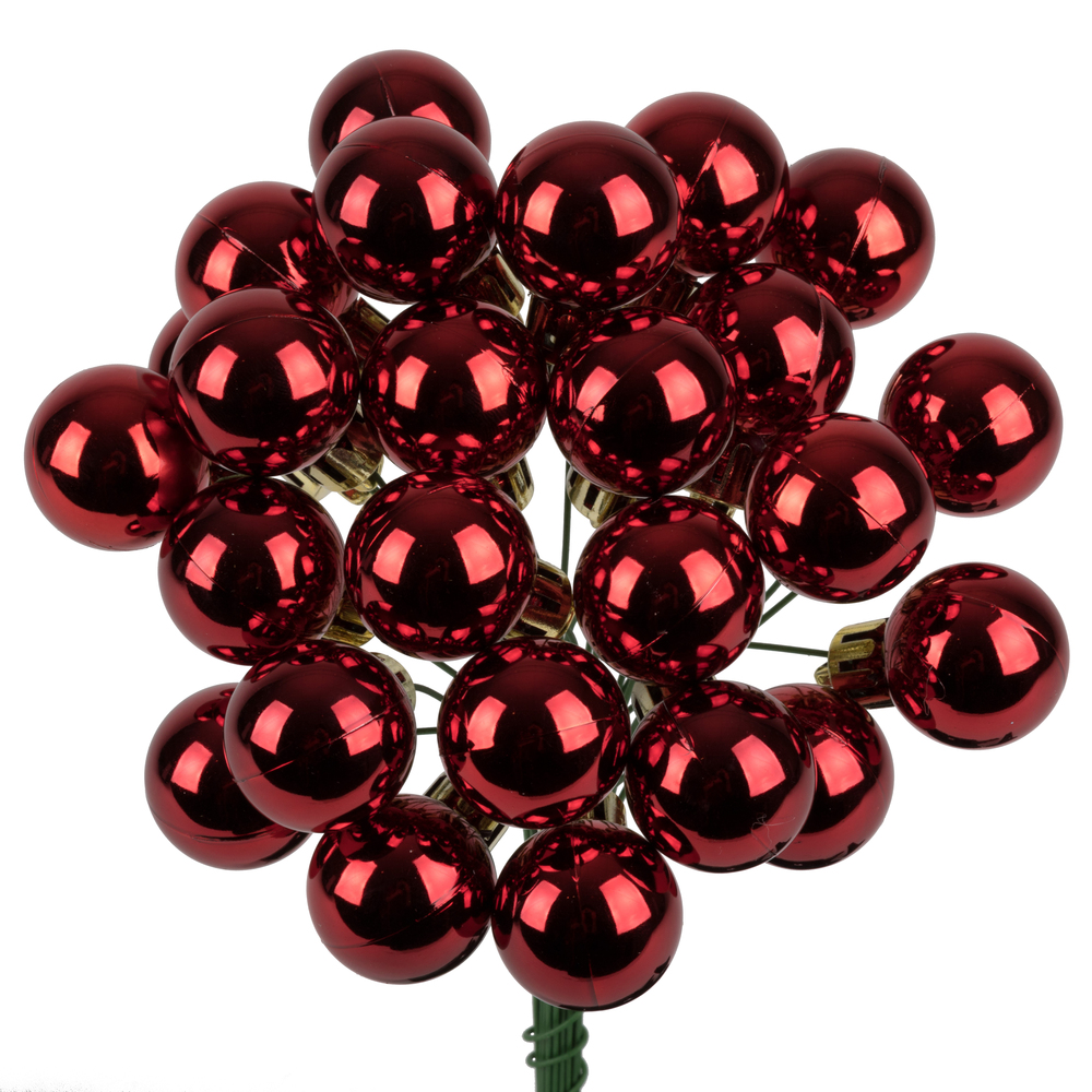 Vickerman 1" x 24" Shiny Ball Ornament Christmas Pick