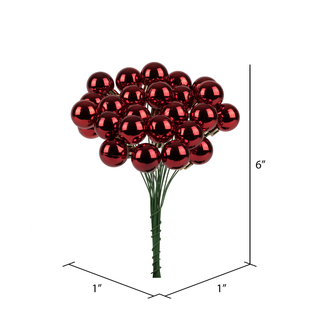 Vickerman 1" x 24" Shiny Ball Ornament Christmas Pick