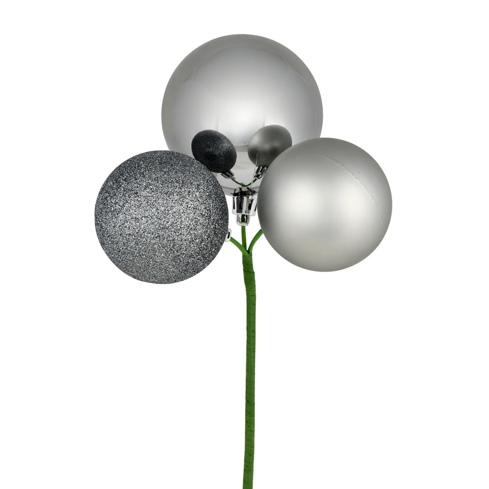 Vickerman 18" Ball Ornament Christmas Pick, 4 per Bag