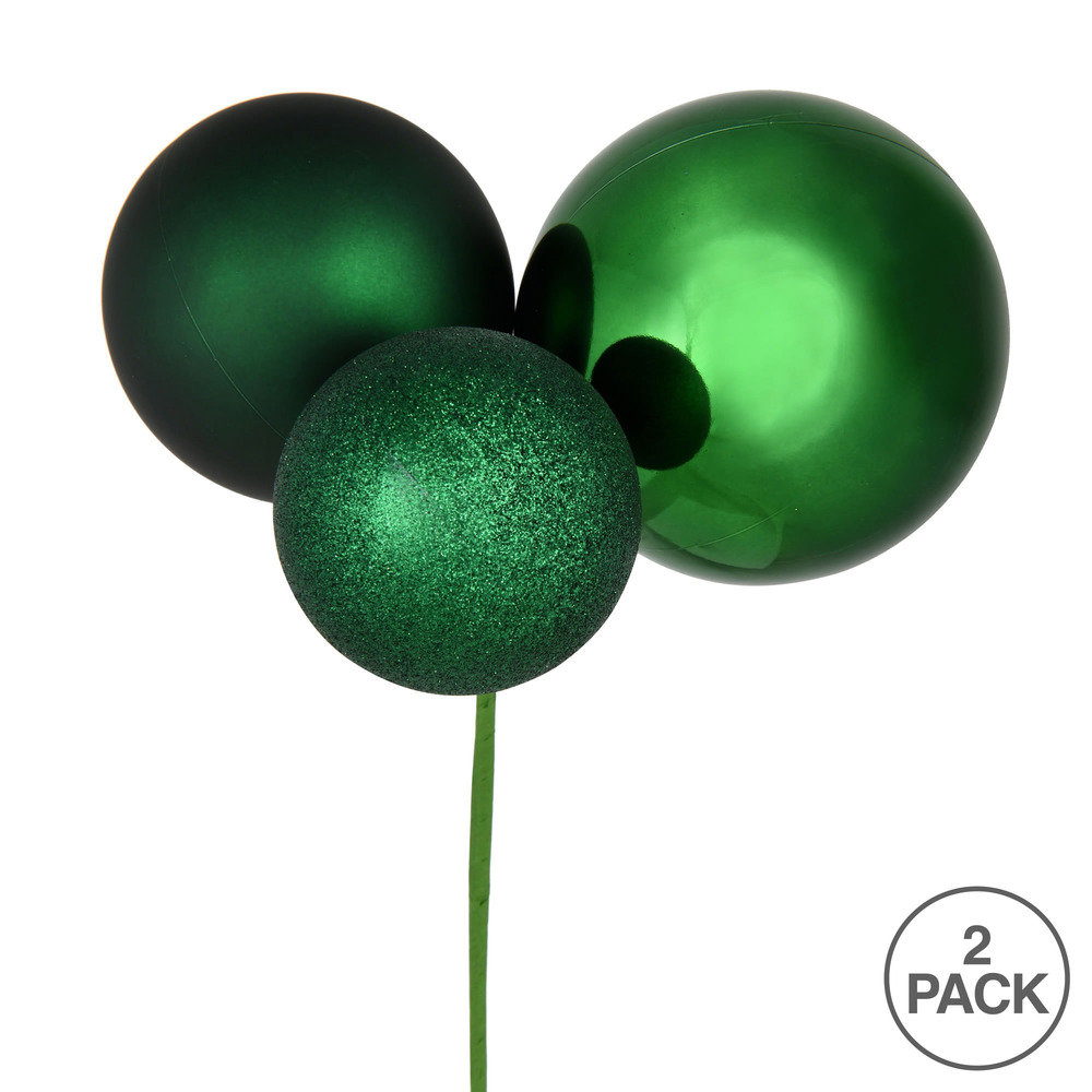 Vickerman 18" Ball Ornament Christmas Pick, 2 per Bag