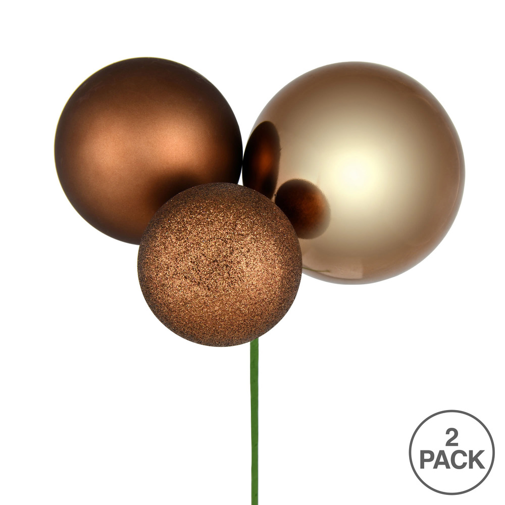 Vickerman 18" Ball Ornament Christmas Pick, 2 per Bag