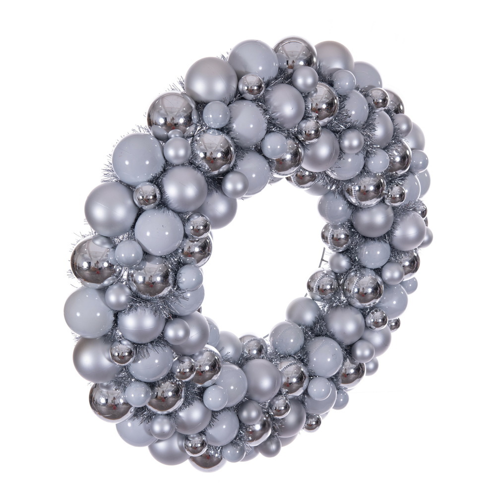 28" Matte Shiny Pearl Ball Wreath UV