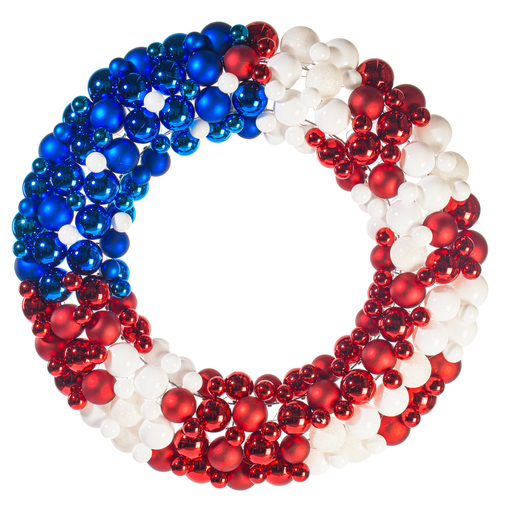 Vickerman Red/White/Blue Matte Shiny Glitter Wreath UV