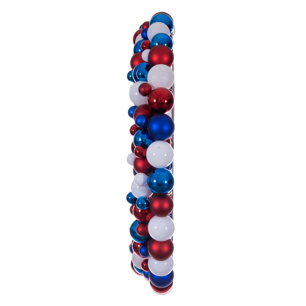 Vickerman Red/White/Blue Matte Shiny Glitter Ball Wreath UV