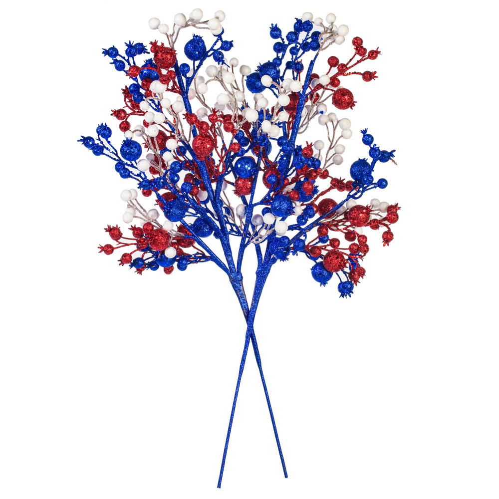 Vickerman Artificial Red/White/Blue Berry Cluster UV Spray