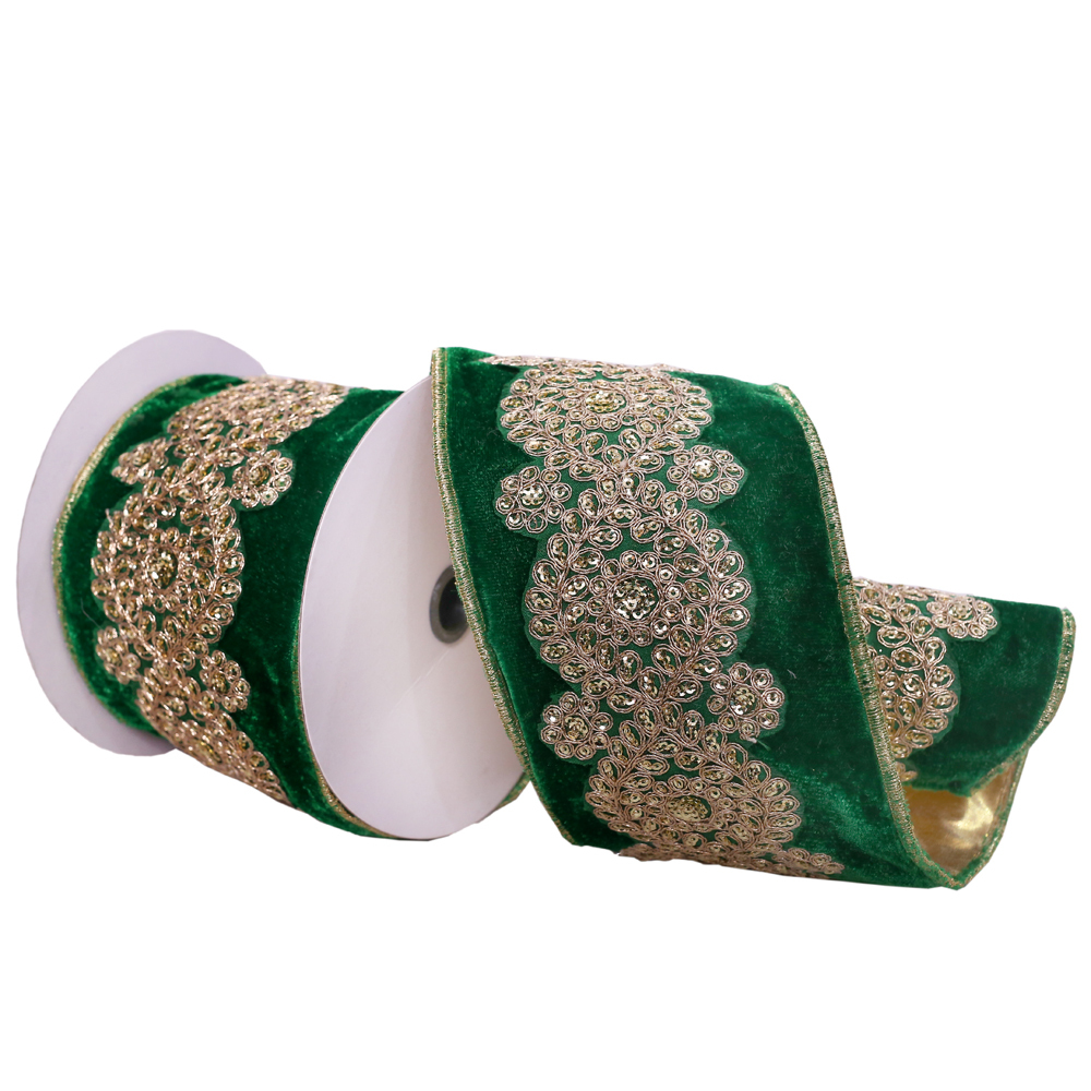 Vickerman 4"x5yd Velvet Wired Edge Christmas Ribbon