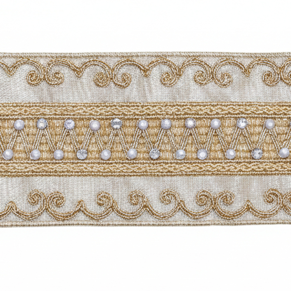 Vickerman 4"x5yd Jeweled Wired Edge Ribbon