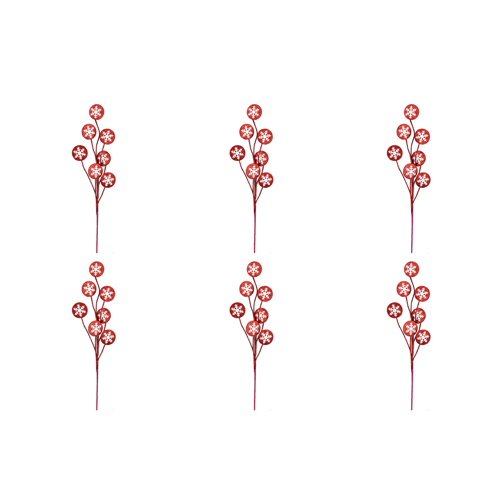 20" Red/White Snowflake Spray 6/Bag