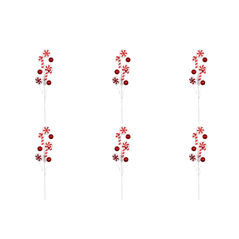 20" Red/White Candy Cane Swirl Spray 6Bg