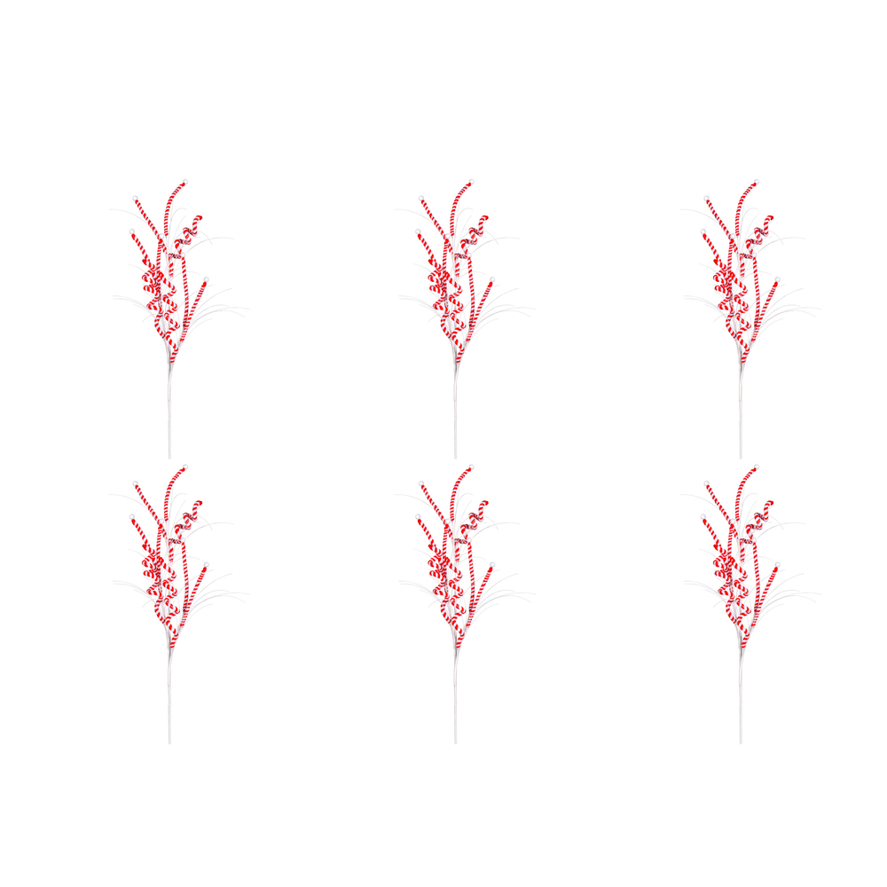 20" Red/White Candy Cane Spray 6/Bag