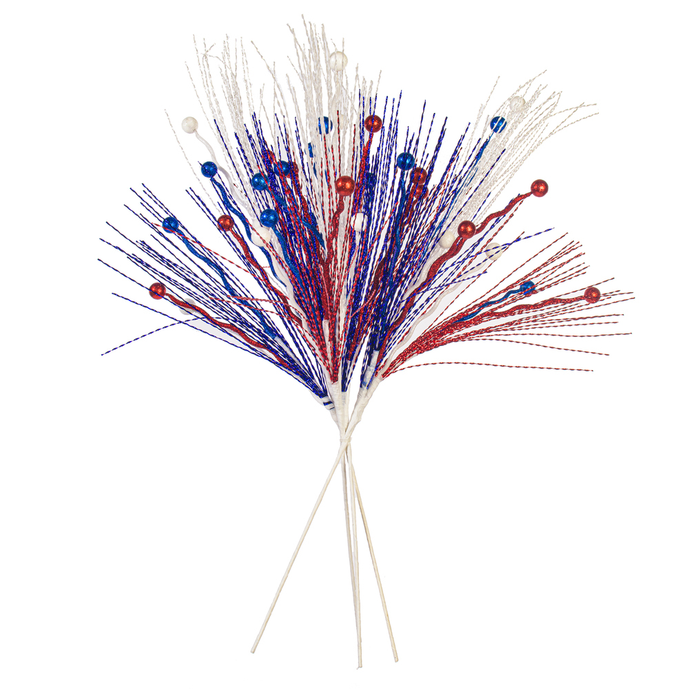 Vickerman Red/White/Blue Glitter Berry Spray