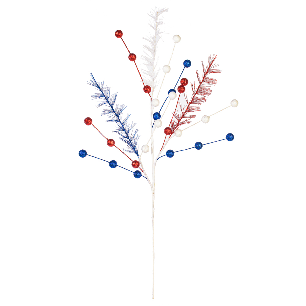Vickerman Red/White/Blue Glitter Berry Spray