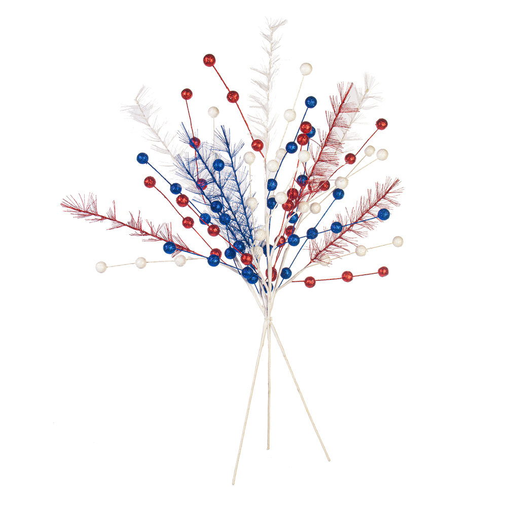 Vickerman Red/White/Blue Glitter Berry Spray