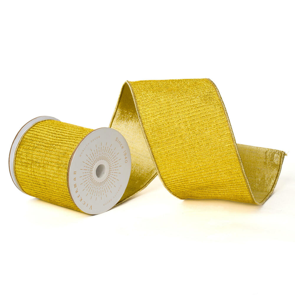Vickerman 4"X10 Yds Metallic Pleated Strip with Backing Ribbon.