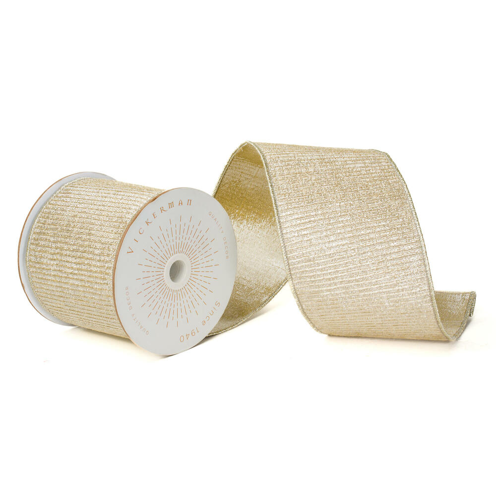 Vickerman 4"X10 Yds Metallic Pleated Strip with Backing Ribbon.