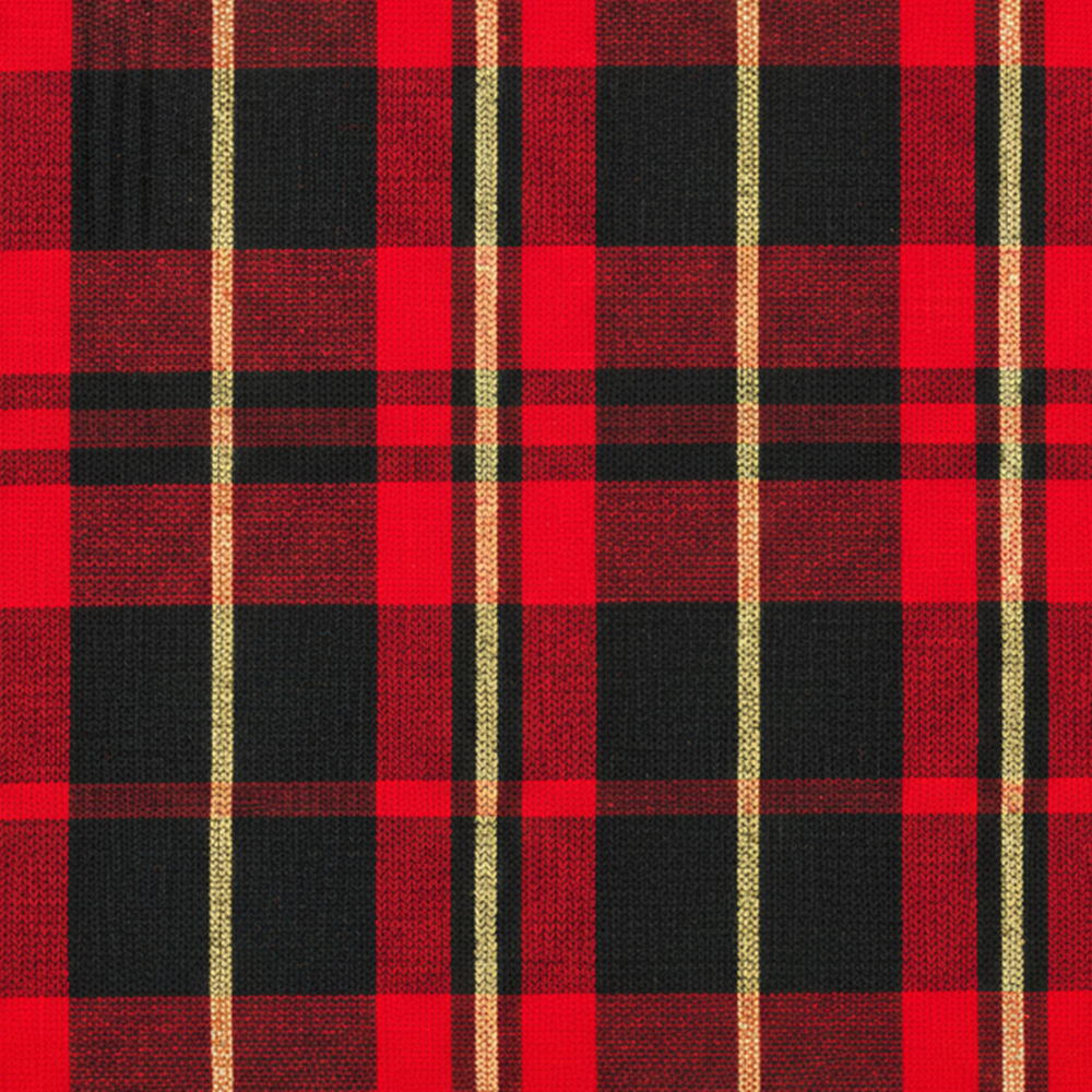Vickerman Red, Black, and Gold Plaid with Red Dupioni Backing Ribbon