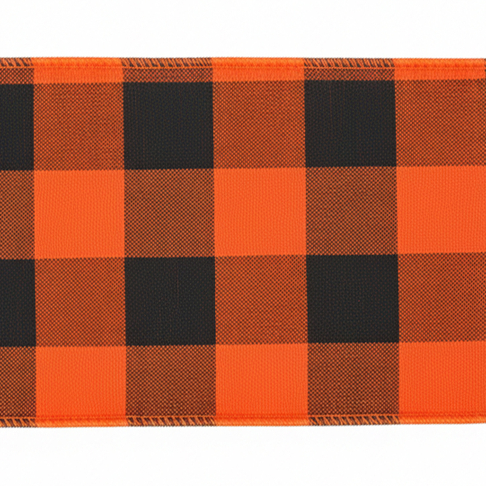 4"x10yd Orange Black Buffalo Check
