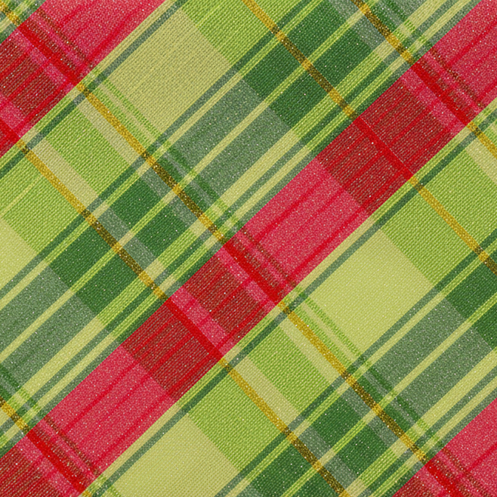 Vickerman Multicolor Traditional Plaid with Jeweled Gold Applique Center and Gold Backing Ribbon