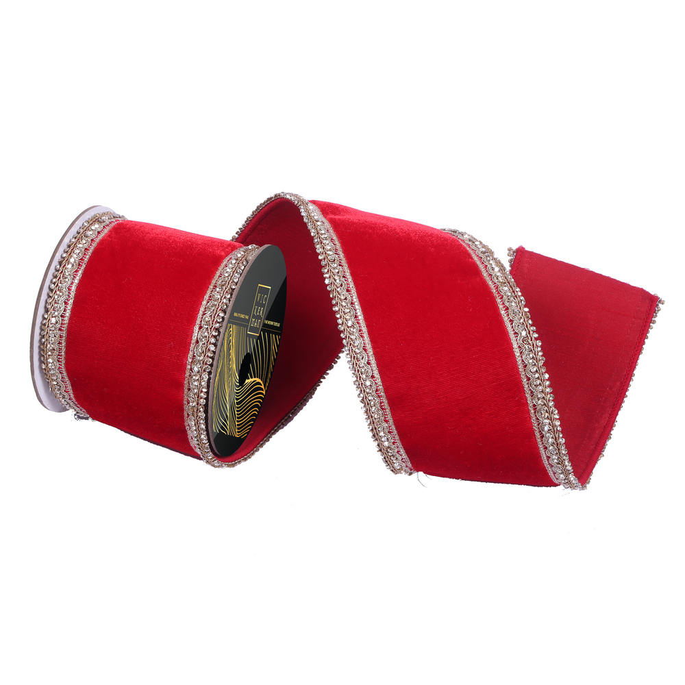 4"x5yd Velvet Champagne Jewel Trim