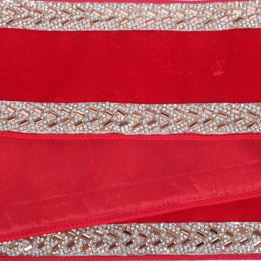 4"x5yd Velvet Jewel Trim Ribbon