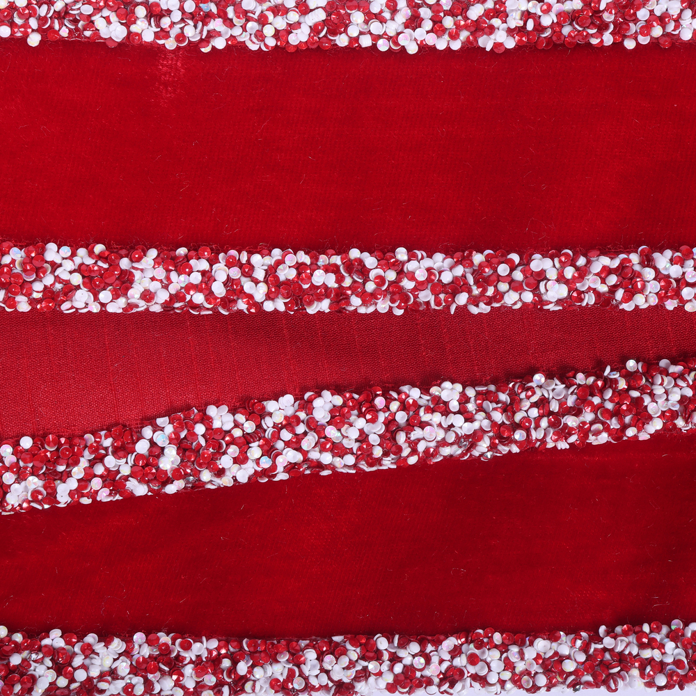 5yd Velvet Red/White Sequin Trim Ribbon