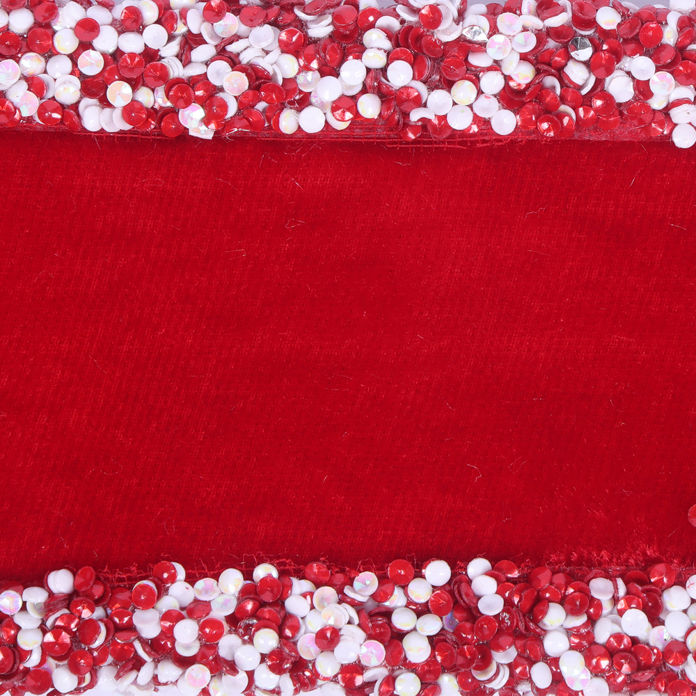 5yd Velvet Red/White Sequin Trim Ribbon