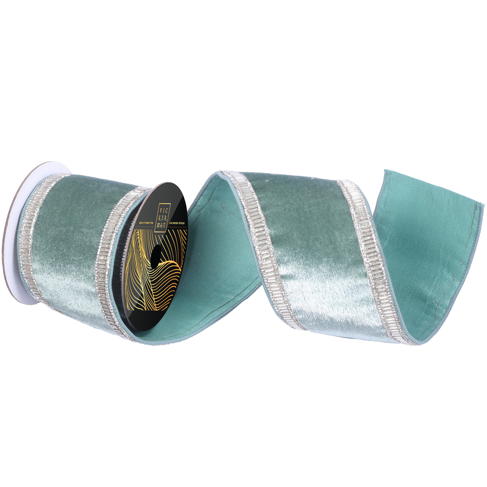 4"x5yd Velvet Luster Champagne Bead Jewel Ribbon