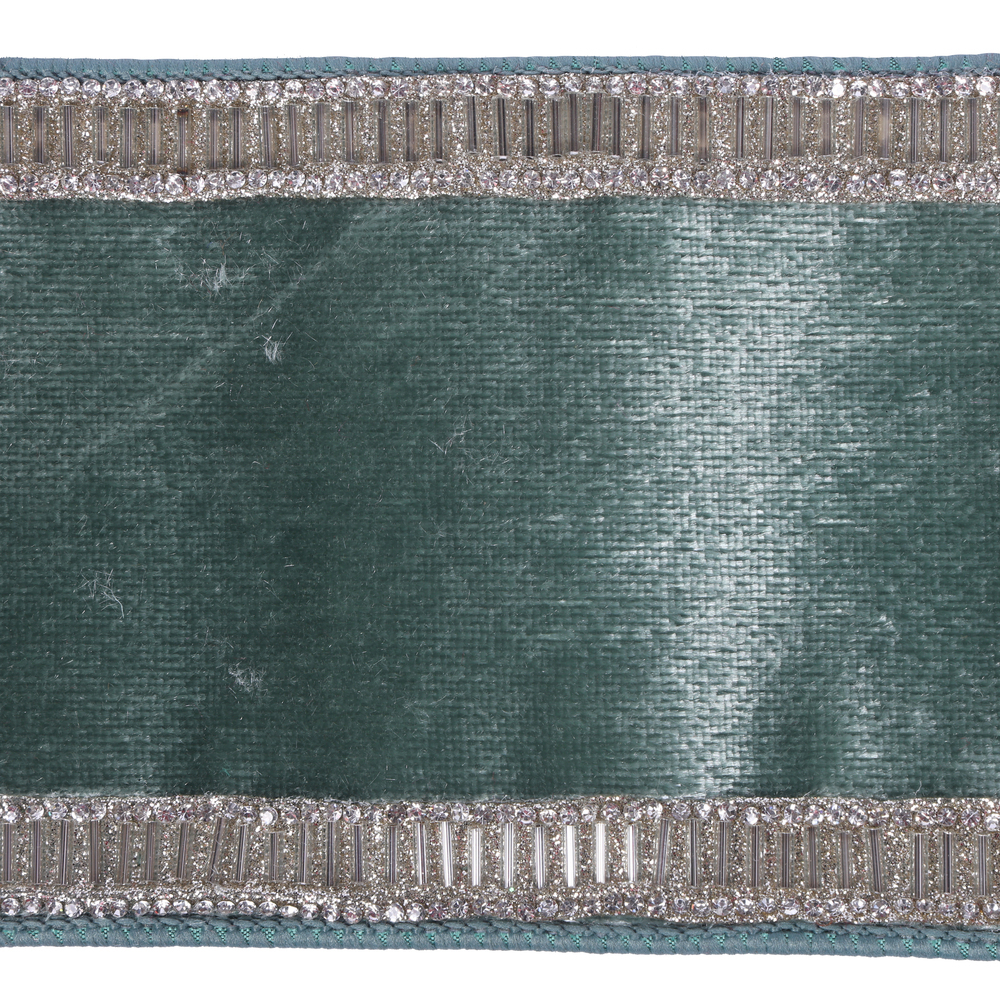 4"x5yd Velvet Luster Champagne Bead Jewel Ribbon