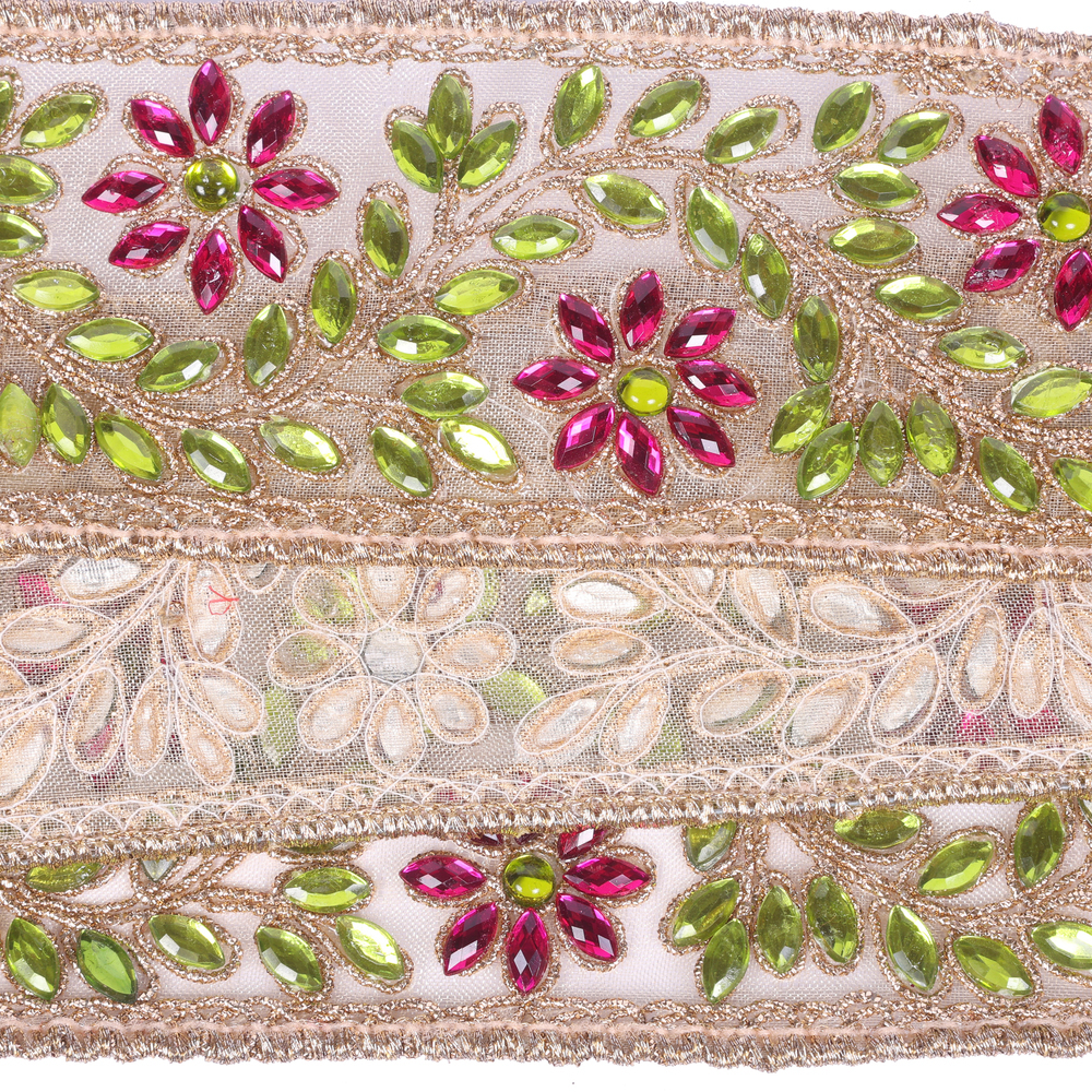 2"x5yd Flower Jewel Mesh Trim Ribbon