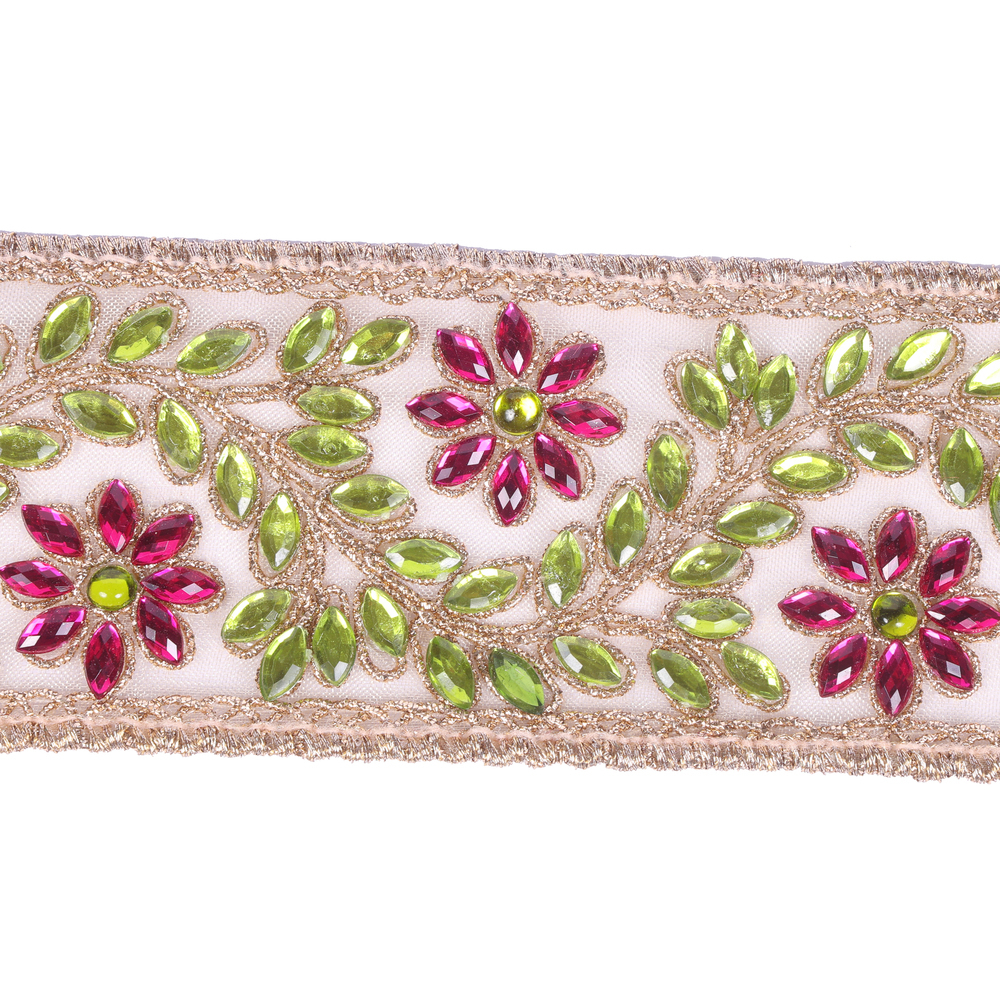 2"x5yd Flower Jewel Mesh Trim Ribbon