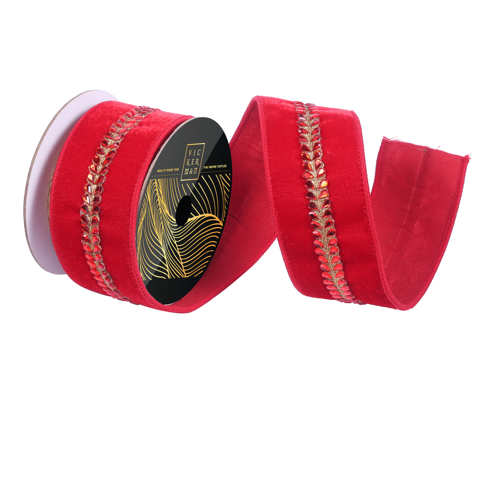 Vickerman 2.5"x5yd Velvet Drop Jewel Ribbon
