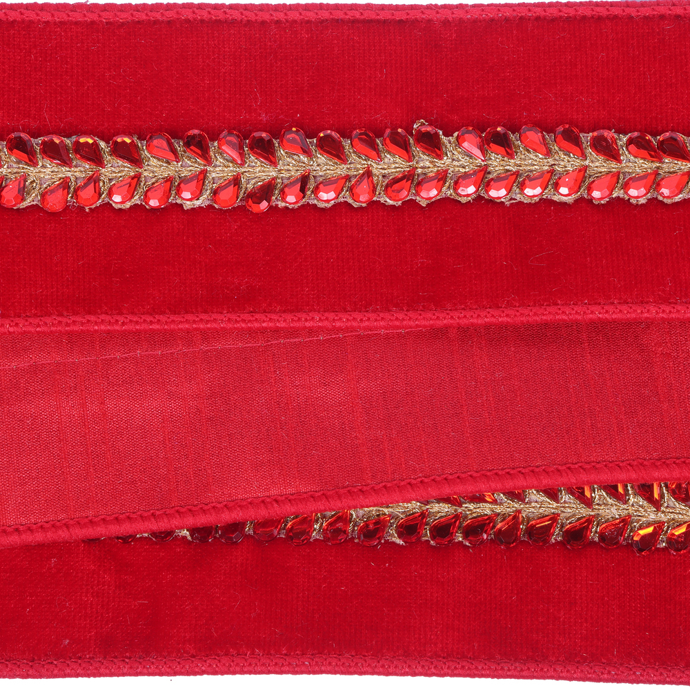 Vickerman 2.5"x5yd Velvet Drop Jewel Ribbon