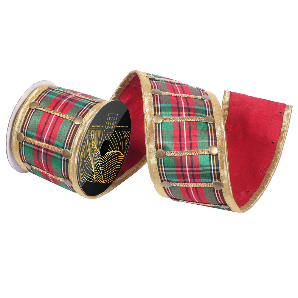Vickerman 10yd Multi Tartan Nutcracker Button Ribbon