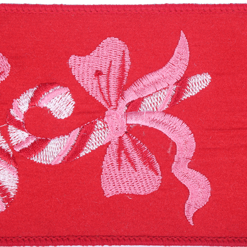 Vickerman 4"x10yd Felt Candy Cane and Bow Ribbon