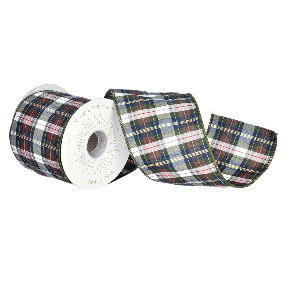 Vickerman Green Dupioni Plaid Ribbon