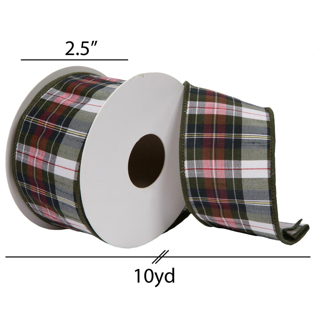 Vickerman Green Dupioni Plaid Ribbon