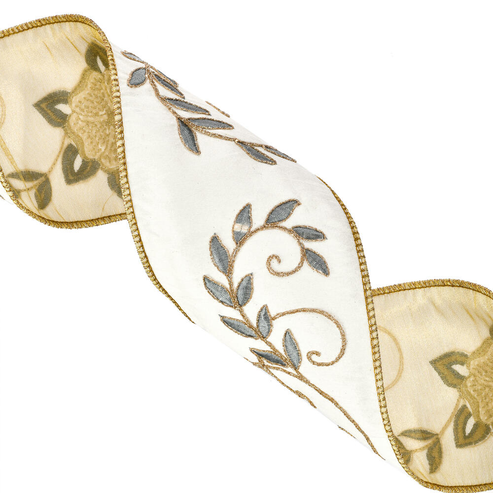 Vickerman 4" x 5 yd Seqin Embellished Dupion Ribbon