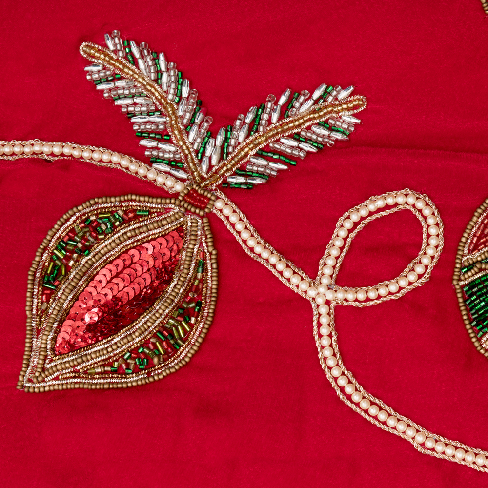 Vickerman Beaded Ornament Velvet Christmas Tree skirt