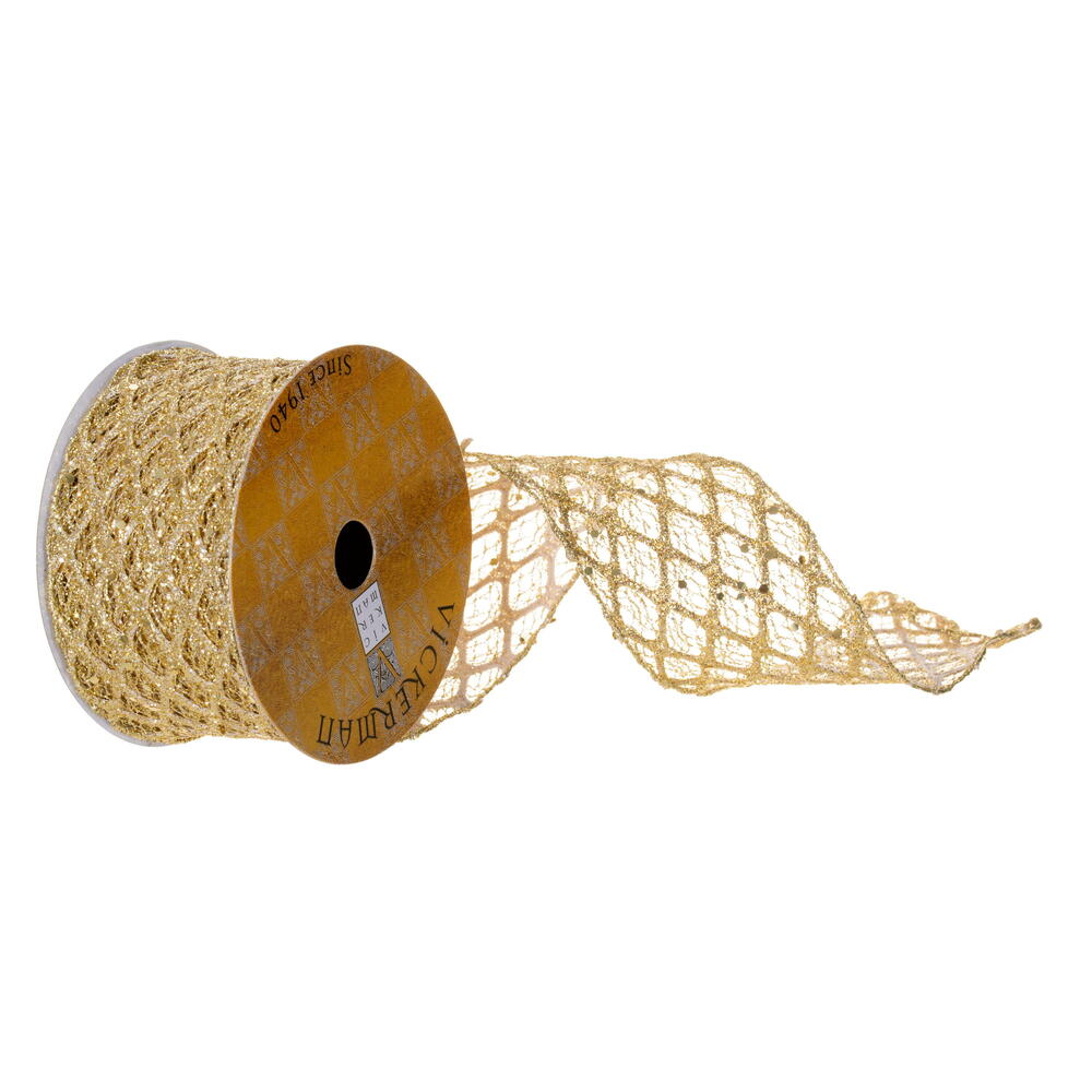 Vickerman Glitter Sequin Net Wired Ribbon