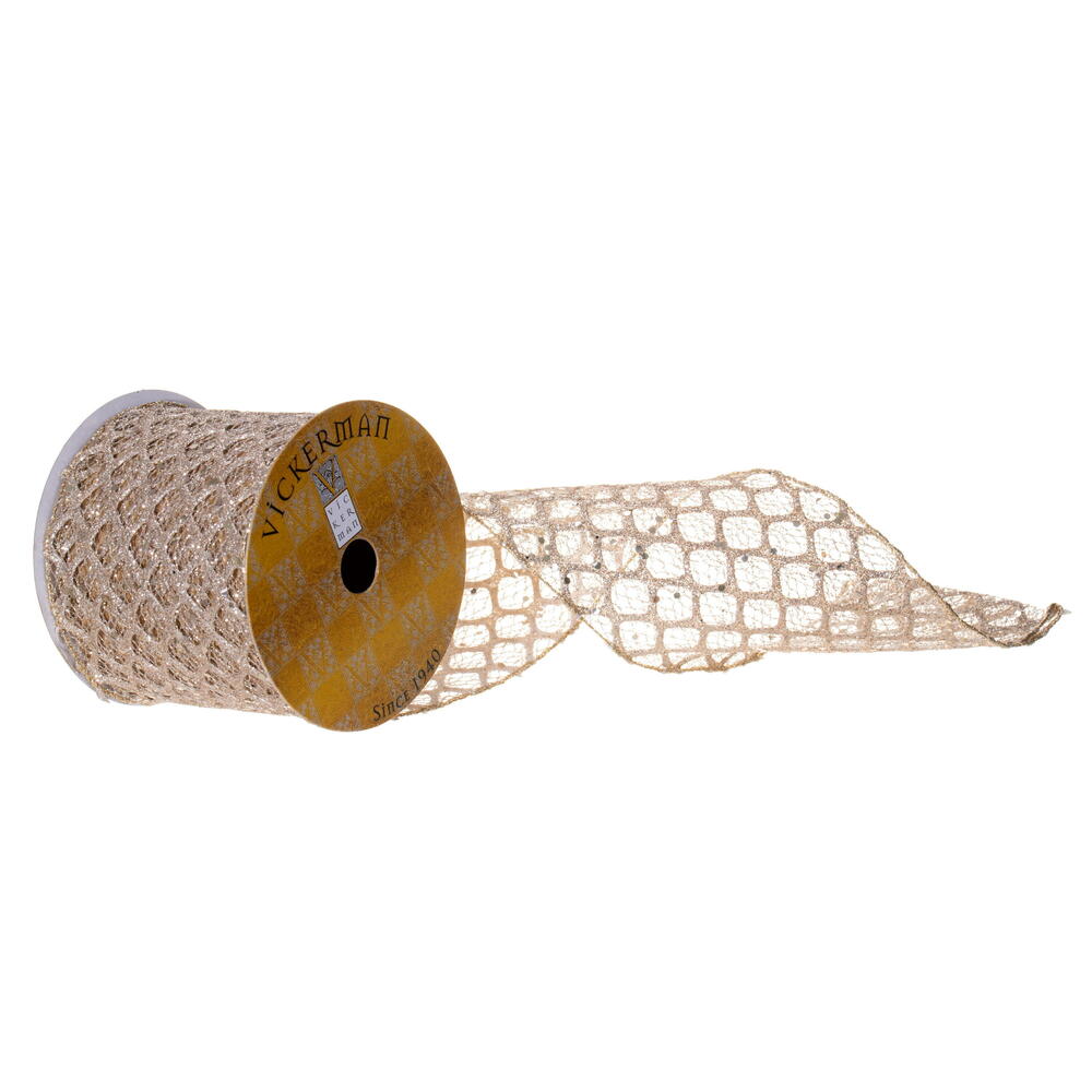 Vickerman Glitter Sequin Net Wired Ribbon