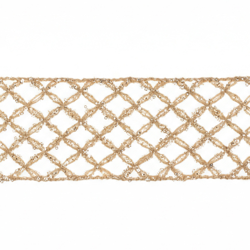 Vickerman Jute and Tinsel Grid Wired Ribbon