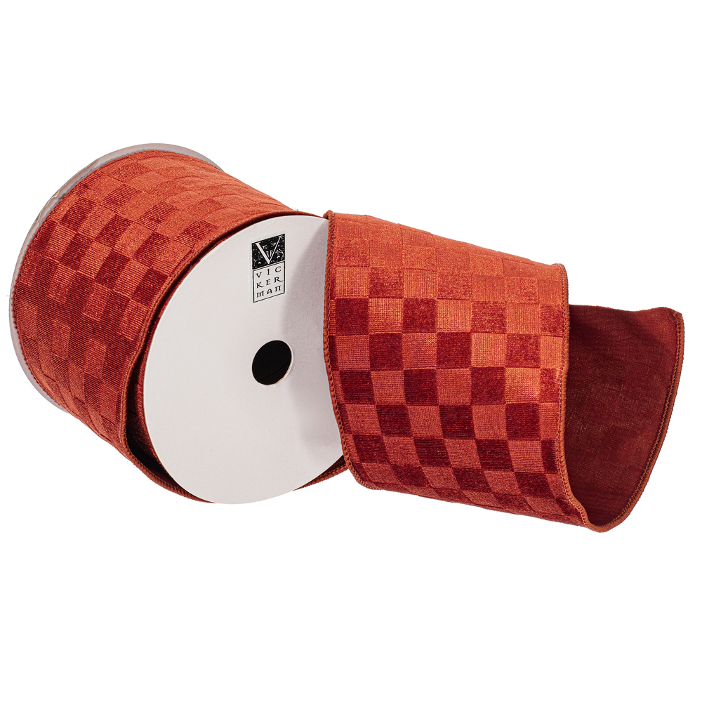 Vickerman Velvet Checkered Satin Back Ribbon