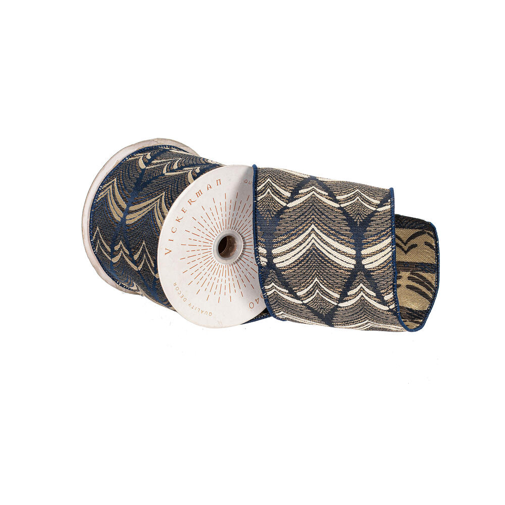 Vickerman 4"x10yd Feather Leaf Ribbon.