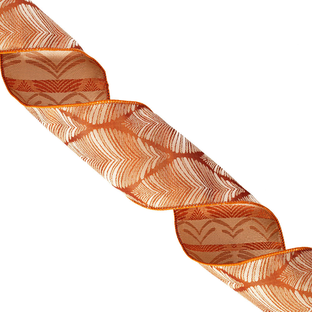 Vickerman 4"x10yd Feather Leaf Ribbon.